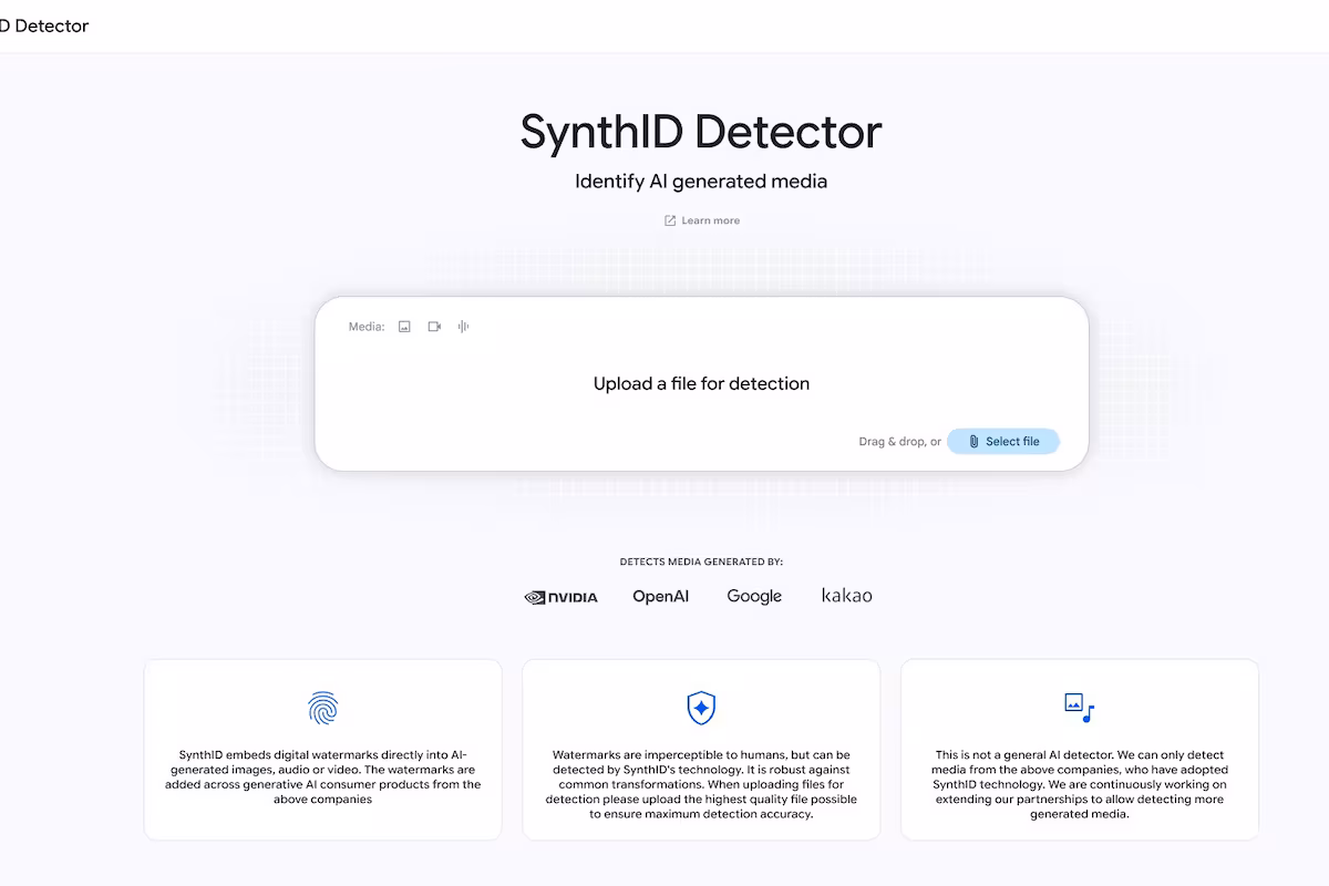 Google expande su detector de IA: SynthID Detector sumará alianzas con OpenAI, Nvidia, Kakao y Apple