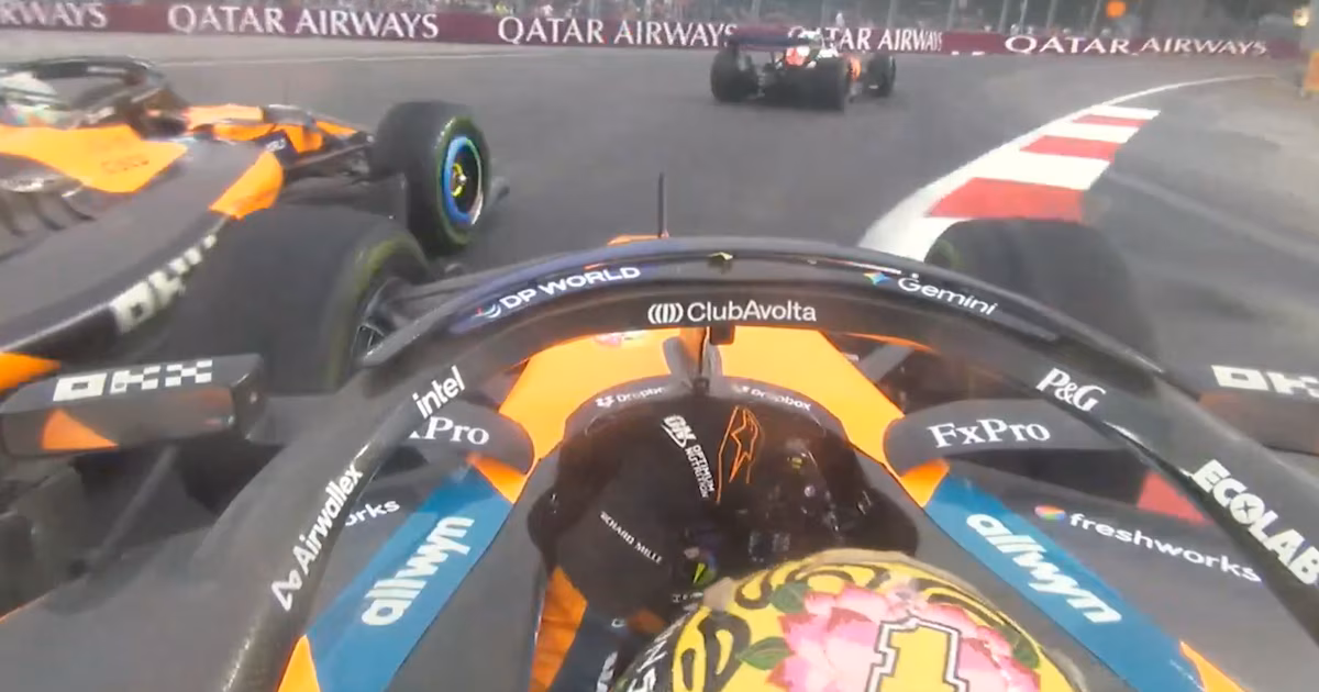 Norris y Piastri se tocan en la Sprint de Singapur: Norris termina octavo y Piastri abandona